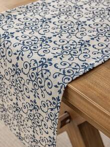1 pieza Camino de mesa floral azul vintage, estilo rústico, lavable, decoración del hogar para mesa de comedor, mesa de café, aparador, gabinete, decoración de mesa, adecuado para campo, reuniones, cenas, picnics, campamentos, fiestas, festivales, exteriores, todas las estaciones, primavera/verano - Multicolor - Ver 10