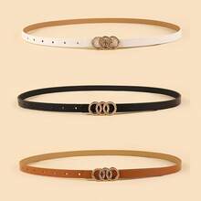 1pc Women's Casual Metal Buckle Leather Belt, Suitable For Couples Gift, Fashion Versatile Decorative Waist Belt For Jeans, Skirts, Trousers, Metal Buckle Belt For Wedding, Party, Daily Wear, Multiple Colors Available - 1pc - View 6