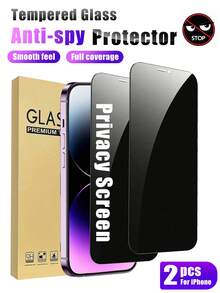 MIGAE 2pcs Privacy Screen Protector, Compatible With IPhone 17/16/16e/15/14/13/13 Pro/12/11/17 Pro Max/17 Air/16 Pro Max/15 Pro Max/14 Pro/Plus/Mini/X/XR/XS Max/7/8/SE2/SE3, 9H+ Tempered Glass, Compatible With Dynamic Island, Anti-Scratch, Full Coverage, Privacy Anti-Peeping - Black - View 41