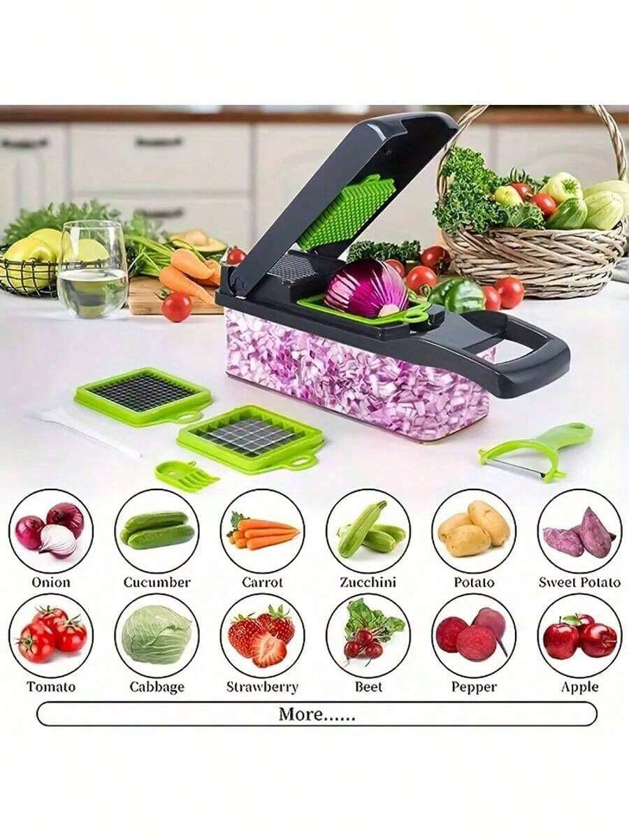 16PCS Vegetable Chopper, Professional Onion Chopper, Multi-Functional Food Chopper, Kitchen Vegetable Slicer/Dicer, Vegetable Chopper, Carrot Chopper With Container, Vegetable Chopper And Spiral Chopper – Food Chopper With Container Function, Kitchen Utensils And Accessories, Household Essentials,Room Decor,Kitchen Essentials,Easter,Home Décor,Summer,Travel Essentials,Mother's Day,Mom,Mother's Day Gift,Flower,Jewelry,Mother's Day Decorations,Mother's Day Party Supplies,Women,Pink,Gift Set - 綠色 - 查看 1