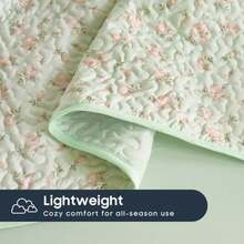 - Floral Quilt Set Coquette Cottagecore Shabby Chic Flower Pattern for Women Teen Girls Reversible Lightweight Bedspread Coverlet 3 Pieces Green Pink Twin/Twin XL Size - Verde Rosa - Ver 8