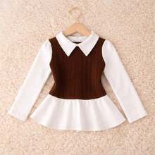 Girls' Long-Sleeved Blouse,  For Bloggers, Cold Weather, Winter / Long-Sleeved Blouse - BROWN/1 PIECE - View 1