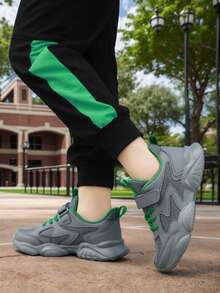 Children's Sports Shoes/Boys' White Mesh Shoes/Girls' Breathable Mesh White Shoes/Elementary School Students' Solid Color Running Shoes - Grey - View 5