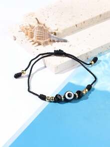 1 pieza/11pcs Pulsera trenzada de estilo bohemio de playa con ojo malvado colorido, regalo de joyería personalizada de moda para uso diario y vacaciones, perfecto para atuendos casuales, fiestas y regalos de vacaciones, accesorio versátil para el uso casual y de vacaciones de las mujeres - Multicolor - Ver 3