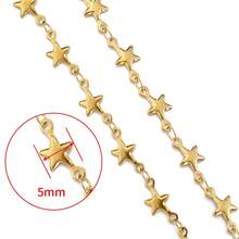 1米金色不锈钢星形链，椭圆形心形，手工制作，可用于DIY项链、手链、珠宝制作 - 不銹鋼鏈條 - 查看 5