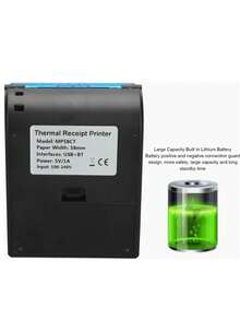 58mm Portable Bluetooth Thermal Ticket Printer, Mini Portable Bluetooth Thermal Printer For Tickets And Receipts, Compatible With Android, Windows, IOS, USB Rechargeable, Black - View 8