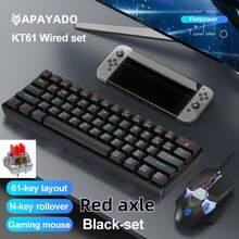 APAYADO KT61 键鼠套装，有线机械键盘，60% 紧凑布局，符合人体工学设计，RGB 背光，适合游戏玩家和办公人士，附赠 Type-C 连接线 - 查看 7
