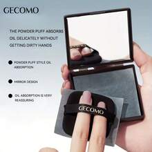 100pcs Bamboo Charcoal Oil Blotting Paper, Easy Oil Control With Powder Puff & Mirror, Portable Face Refreshing Sheets For Men & Women - Multicolor - View 2