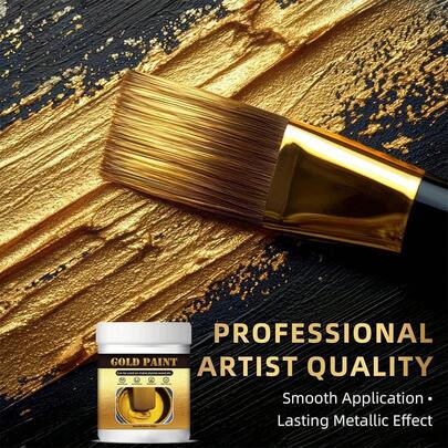 Pintura acrílica metálica, pigmento de pintura con lámina de oro, adecuada para metal, muebles, lienzo y manualidades DIY