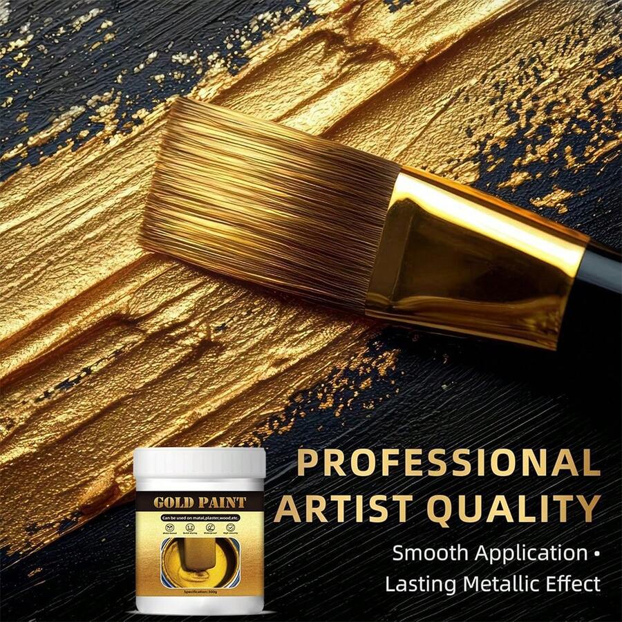 金属丙烯颜料，金箔颜料，适用于金属、家具、画布和DIY工艺品 - 300g[帶工具] - 查看 1