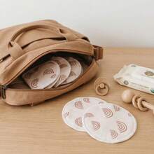 Bộ 10 miếng lót thấm sữa bằng tre kiểu Bohemian, có thể tái sử dụng và giặt được, mềm mại, thân thiện với da dành cho các bà mẹ khi cho con bú. - Bản in hình chữ U hình học trừu tượng - Xem 7