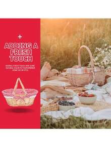 Wicker Gift Baskets Empty Oval Willow Woven Picnic Cheap Easter Candy Storage Wine Basket With Handle Egg Gathering Wedding Basket Natural - A - View 8