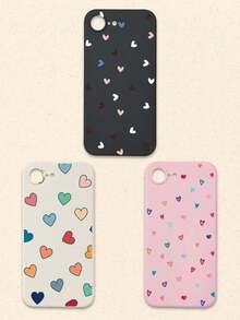 3pcs Assorted Heart Pattern Soft Silicone Phone Cases, Dopamine Design, Compatible With IPhone & Galaxy Phones, 11, 13, 14, 15, 16/16 Pro/16 Plus/16 Pro Max, Galaxy Phones - Multicolor - View 43