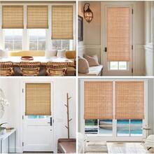 No Tools No Drill Bamboo Roller Shades, Cordless Bamboo Blinds, Light Filtering Roll Up Blinds For Windows, French Door, Porch Or Patio, 26'' W X 70'' H, Whitewash B - Whitewash B - View 6