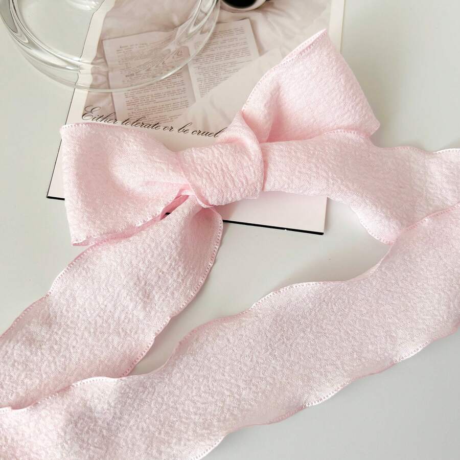 2 Yards Handmade Satin Ribbon, Wavy Edged Satin Ribbon, Solid Color Wedding Bouquet Decor Ribbon, Suitable For Handmade Bouquets, Gift Wrapping, Party Decoration, Floral Design, Gift Ribbon, Smooth Texture, Event Decor, Floral Ribbon, Wedding & Holiday Gift Wrapping, Gift Wrapping Ribbon, Handmade Ribbon Roll, Bow Ribbon, Handmade Ribbon, Elegant Ribbon, Party Favor Ribbon, Decorative Ribbon - 1pc Pink - View 1