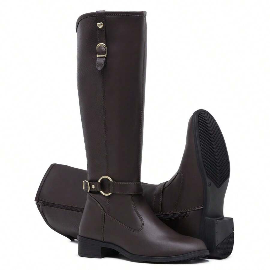 Women's Riding Boots, Tall And Long Shaft, Elegant For Horseback Riding And Galloping. - Rust Brown - View 1