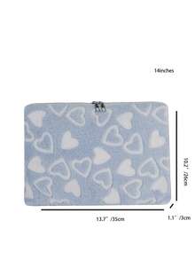 1 Stück einfarbige minimalistische Luxus Laptop-Hülle für Studenten, 11"/13"/15" Laptop & Tablet Aufbewahrungstasche, Herzmuster Plüsch Lässig Unisex Tablet Schutzhülle, Innentasche, kleine Dokumententasche, Laptop Tragetasche, kompatibel mit iPad Air 4 5 Pro, stoßfest - Blau - Übersicht 3