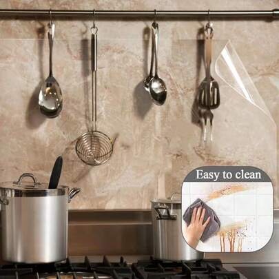 1 miếng dán chống dầu mỡ cho nhà bếp - Loại tĩnh điện không cần keo dán / Miếng dán tường trong suốt chuyên dụng chống bám bẩn cho nhà bếp / Chống nhiệt, chống bắn tóe, chống bám bẩn và chống dầu mỡ, màng bảo vệ chống thấm nước và chống dầu mỡ trong suốt độ nét cao, chịu nhiệt, chống thấm nước và dễ lau chùi.
