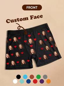 1pc Custom Valentine's Day Boxers, Personalized Underwear, Custom Boxer Briefs, Personalized Boxers, Custom Funny Faces Boxers Briefs, Valentine Gift, Anniversary Gift, Birthday Gift, Wedding Gift, Best Friend Gift, Gift, Gift, Gift Dawg Colorful,Cute,Adorable,Contracted,Funny Custom,Unique,Customized,Personalized Underwear Ideal Gifts Bedroom,For Weddings,For Anniversaries,For Birthdays,For Holiday,Chic Autumn,Christmas Home Atmosphere - Black - View 2