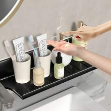 Stainless Steel Wall Mounted Storage Rack, No Damage Installation, Suitable For Bathroom, Vanity, Cabinet, Kitchen, Decorative Bathroom Accessory, Home Decor, Storage Organizer Shelf - Multicolor - View 7