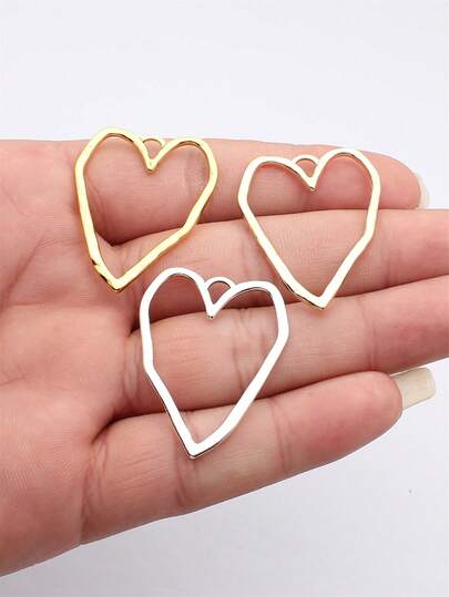 10个39x31毫米大号空心锤形心形吊坠，适用于DIY珠宝制作，如项链、钥匙扣、手机链、手链等，手工工艺品制作配件