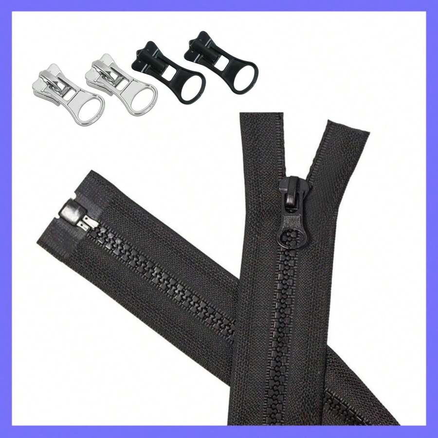 #8 Black Separating Zipper, Suitable For Jackets, Coats, Bags, Backpacks, Wallets, Adult & Children's Clothing, DIY Crafts, Durable, Smooth Sliding, Length 60-200cm - C-Black - View 1