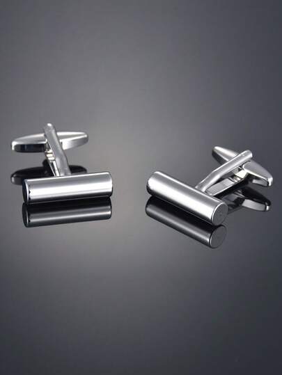 1 đôi khuy măng sét bằng đồng hình trụ tối giản dành cho nam giới