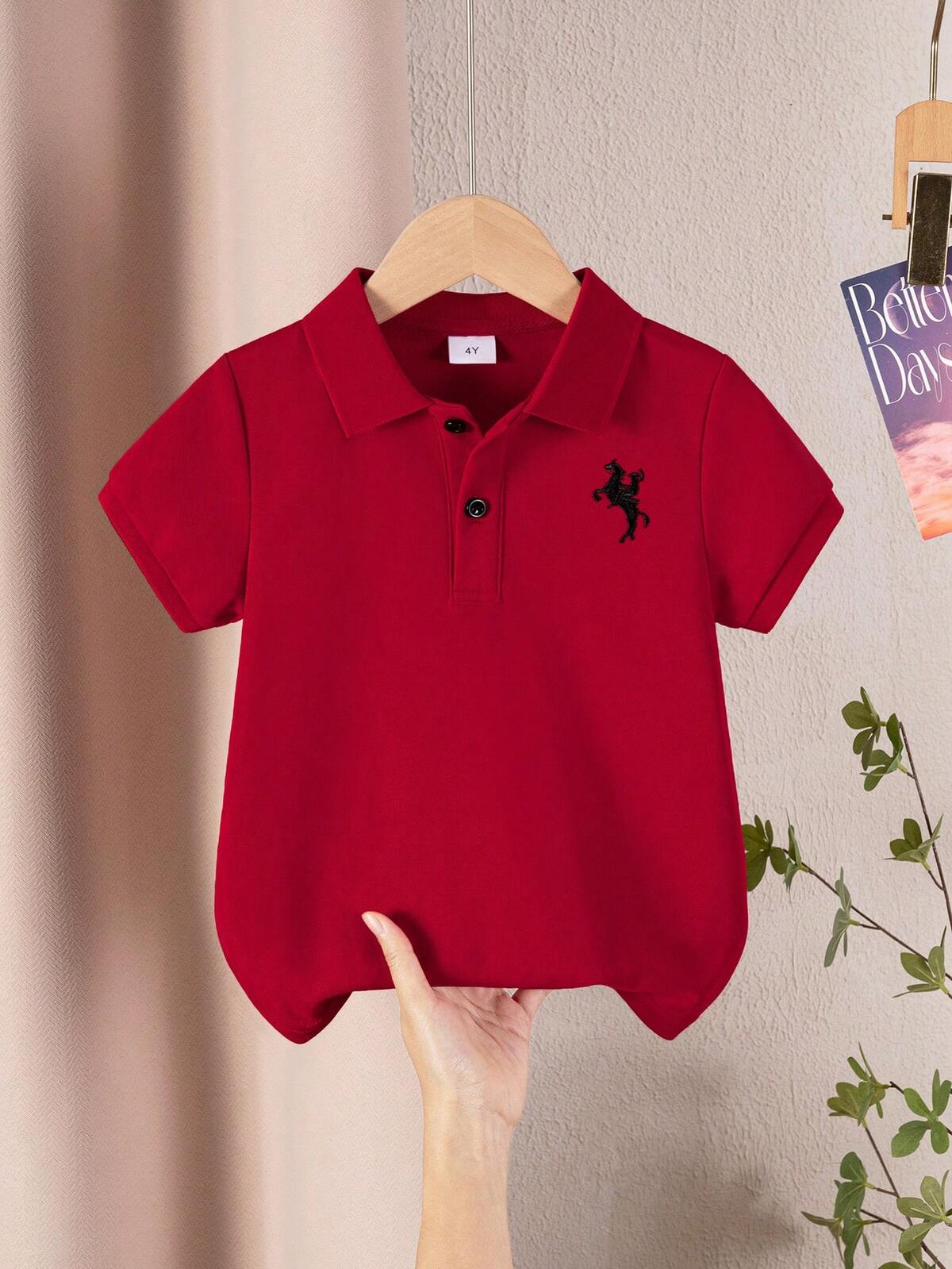 3 pièces Chemise Polo classique brodée de cheval pour jeunes/enfants, convient aux activités quotidiennes, aux voyages de groupe, aux rassemblements, à l'extérieur, etc. 3