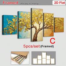5pcs Gold/Pink Tree Decorative Painting, Modern Abstract Tree Of Life Canvas Print Wall Art, Decorative Art, Home Decor, Room Aesthetics, Poster, Ideal Gift, Suitable For Living Room, Bedroom, Bathroom, Cafe, Framed - Tree Of Life - View 16