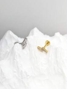 1pc Fashionable Minimalist Lightning Bolt Diamond Stud Earrings, Suitable For Women's Daily Wear - Lightning - View 4