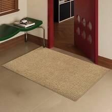 1pc Nordic Style Brown Faux Jute Fabric Washed Cotton Doormat, Semi-Circle Warm Earth-Tone Entrance Rug, Practical Hallway Bedroom Luxury Home Decor Carpet, Easy Maintenance Entryway Doorway Rug - Multicolor - View 10
