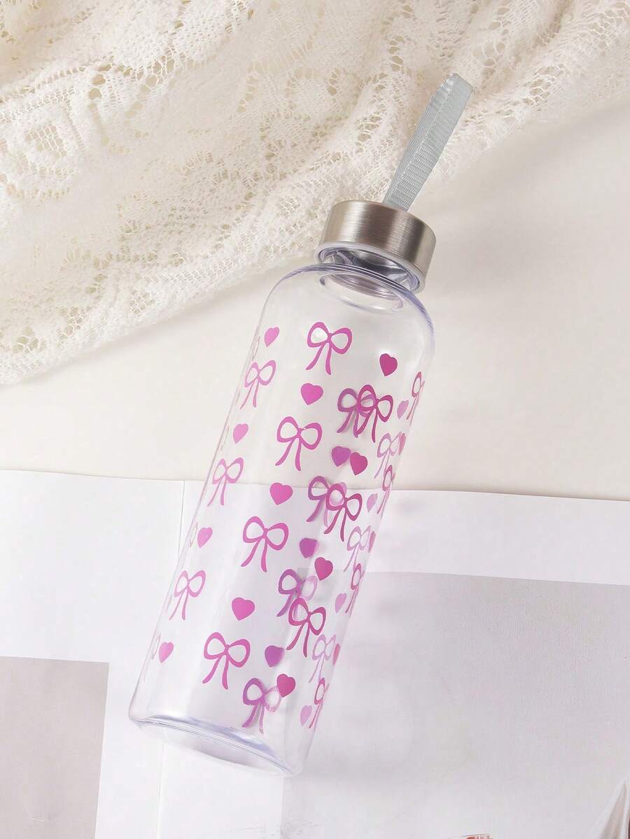1pc 550ml Creative Printed Transparent Mug, Minimalist Heat-Resistant Portable Water Bottle, Simplistic Transparent Drinking Bottle - Suitable For Outdoor Sports, Work, Travel, Birthday Gifts, Back To School Supplies - Multicolor - View 1