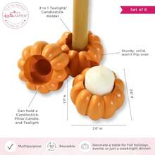 Kate Aspen 2 en 1 Pumpkin Candle Holder Set Orange Fall Taper Tealight and Votive Candle Candle Holder Pumpkin Table Centerpiece decoración de Vela de Otoño Halloween portavelas Juego de 6 - Naranja - Ver 6