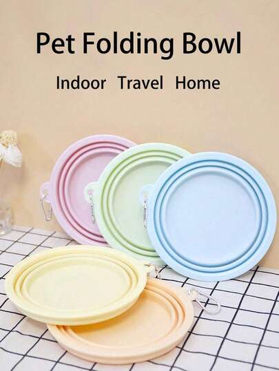 Foldable Pet Bowl, Suitable For Travel, Camping, Walking, Can Be Used As Cat/Dog Water And Food Bowl, Odorless, With Carabiner, Can Be Used As Water Bottle Or Camping Bowl
