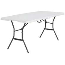Capital Click Kit 2 Mesas Plegable 1.80 Metros Portatil Comedor para Jardin Plegable Mesa De Plastico Resistente Tipo Portafolio Tablon de Trabajo Multiusos Comedor Grande para Jardin - como en la foto - Ver 4