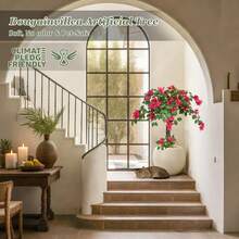 Large Artificial Bougainvillea Tree 3/4/5FT UV Resistant Faux Bougainvillea Flower Plant Real Touch Fake Rose Tree For Outdoor Indoor Realistic Silk Flower Tree For Garden Poolside Patio Wedding Easter Festival Home Room Decor - Màu Hoa hồng đỏ - Xem 7