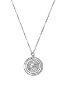 Mazuer 1pc Vintage Stainless Steel Snake Pendant Necklace, Heart & Round Animal Snake Design Choker Necklace, Gold/Silver Color Personalized Jewelry Accessory For Women, Suitable For Party & Daily Wear - Snake - View 15