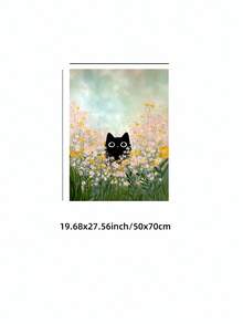 1件無框貓咪花園藝術裝飾畫，夢幻田園風臥室宿舍客廳裝飾，開學季禮物，時尚海報 - 可愛貓 - 查看 14