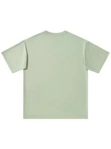Camiseta de manga corta de verano versátil, suelta y ligera, de unicolor y baja elasticidad, minimalista para hombres - verde menta - Ver 3