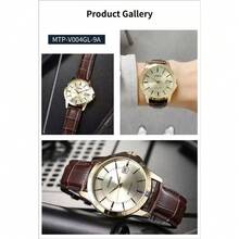 Đồng hồ Casio nam cao cấp mặt vàng, vỏ vàng, dây da, chống nước, máy quartz, model MMTP-V004GL-9A - Một cỡ - Xem 5