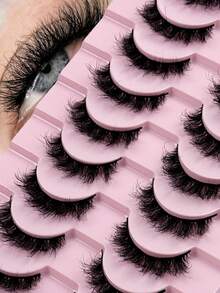 10 Pairs D Curl Luxury Fluffy Thick Dramatic Messy Faux Mink Reusable Soft Comfortable Strip Eyelashes For Makeup Strip Lashes,Lashes,Eyelashes,Fake Lashes - View 2
