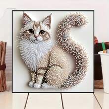 5D Diamond Painting Kit | Fluffy Kitten Theme, Handmade, 2D Flat Printing, Asymmetrical Diamonds, Canvas Material, Acrylic Paint, Suitable For Living Room, Bedroom, Study Decor - 30cm X 30cm - No Frame - View 10
