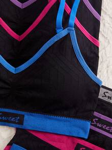 Set de 4 piezas de ropa deportiva sin costuras con tirantes ajustables para mujer - Multicolor - Ver 4