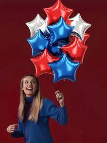 20pcs Independence Day Set Balloons 12 Inches White, Red, Blue, Star Shaped Balloons Party All Sky Star Latex Balloons - Five-pointed Star - View 3