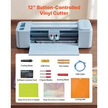 Vinyl Cutting Machine, 12 In, Button-Controlled Vinyl Cutter, 5000+ Built-In Design Resources, Compatible With Mac, Windows, Android And IOS, For Creating Customized Crafts Cards, Home Decor - Single item: Button - 查看 5