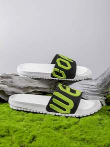 1双男士夏季拖鞋，平底防滑，适用于浴室、家居、休闲、户外沙滩 - 白色 - 查看 8