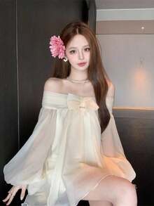 Women Short Dresses - 杏 - 查看 2