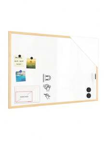 1 pieza Pizarra blanca magnética grande con marco de madera de pino resistente - Montada en la pared, reutilizable, estilo pizarra, adecuada para el aula u oficina - Superficie magnética, marco duradero, fácil montaje, compatible con tiza y marcadores de pizarra blanca - A - Ver 5