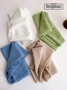1pc Lightweight Chiffon Solid Color Scarf, Women Hijab Simple Versatile Decorative Shawl For Sun Protection - Blue - View 1