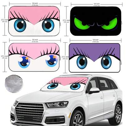 Pare-soleil de pare-brise de voiture pliable, pare-soleil de fenêtre avant avec protection UV renforcée, convient aux berlines, SUV et citadines (59,06 pouces * 27,5 pouces)